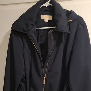 Michael Kors Navy Blue Coat with Gold Accents